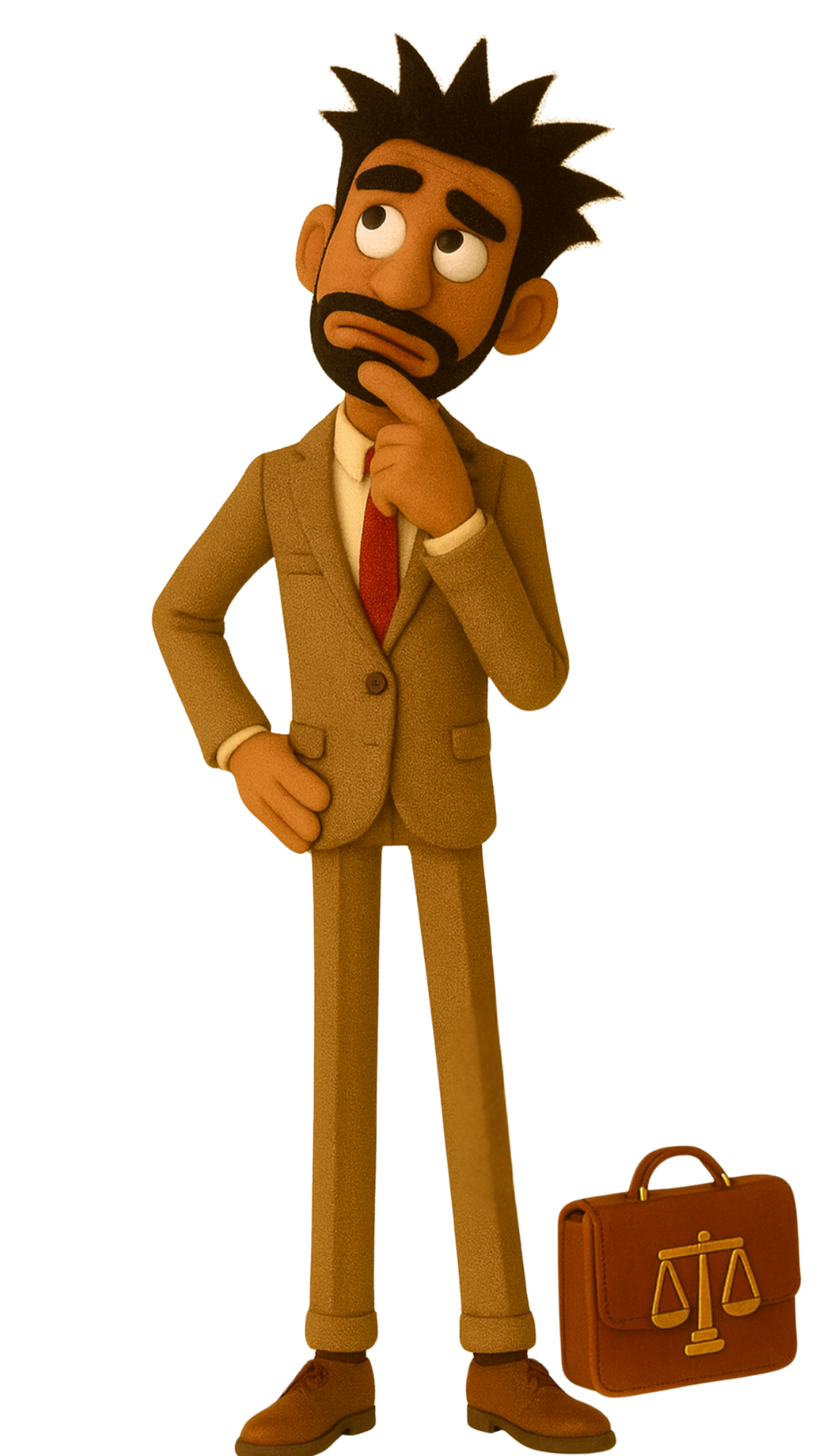 Mr. Oddlaw felt puppet legal educator holding briefcase